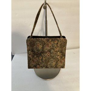 Vintage Ingber Carpet Bag Kiss Lock Tapestry  Handbag EUC Evening Bag